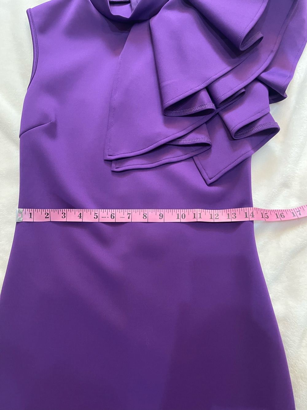 Purple One-Shoulder Ruffle Midi Dress - Picture 10 of 13